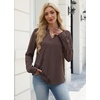 WIHOLL V Neck Business Casual Tops Fall Blouses Trendy Long Sleeve Shirts(Dark Brown Stripe)
