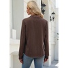 WIHOLL V Neck Business Casual Tops Fall Blouses Trendy Long Sleeve Shirts(Dark Brown Stripe)