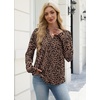 WIHOLL V Neck Business Casual Tops Fall Blouses Trendy Long Sleeve Shirts(Leopard Print)