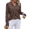 WIHOLL V Neck Business Casual Tops Fall Blouses Trendy Long Sleeve Shirts(Leopard Print)