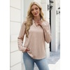 WIHOLL V Neck Business Casual Tops Fall Blouses Trendy Long Sleeve Shirts(Light Brown Stripe)