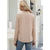 WIHOLL V Neck Business Casual Tops Fall Blouses Trendy Long Sleeve Shirts(Light Brown Stripe)