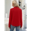 WIHOLL V Neck Business Casual Tops Fall Blouses Trendy Long Sleeve Shirts(Red)