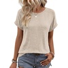 WIHOLL Women Lightweight Textured Shirts Casual Short Sleeve Tunic Tops Loose Fit 2026 Summer Spring Blouses Plain/Print(Apricot)