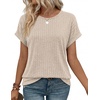 WIHOLL Women Lightweight Textured Shirts Casual Short Sleeve Tunic Tops Loose Fit 2026 Summer Spring Blouses Plain/Print(Apricot)