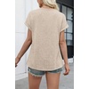 WIHOLL Women Lightweight Textured Shirts Casual Short Sleeve Tunic Tops Loose Fit 2026 Summer Spring Blouses Plain/Print(Apricot)