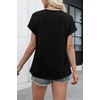 WIHOLL Women Lightweight Textured Shirts Casual Short Sleeve Tunic Tops Loose Fit 2026 Summer Spring Blouses Plain/Print(Black)