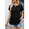 WIHOLL Women Lightweight Textured Shirts Casual Short Sleeve Tunic Tops Loose Fit 2026 Summer Spring Blouses Plain/Print(Black)