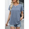 WIHOLL Women Lightweight Textured Shirts Casual Short Sleeve Tunic Tops Loose Fit 2026 Summer Spring Blouses Plain/Print(Blue)
