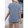 WIHOLL Women Lightweight Textured Shirts Casual Short Sleeve Tunic Tops Loose Fit 2026 Summer Spring Blouses Plain/Print(Blue)