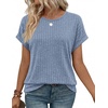 WIHOLL Women Lightweight Textured Shirts Casual Short Sleeve Tunic Tops Loose Fit 2026 Summer Spring Blouses Plain/Print(Blue)