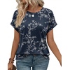 WIHOLL Women Lightweight Textured Shirts Casual Short Sleeve Tunic Tops Loose Fit 2026 Summer Spring Blouses Plain/Print(Blue Floral)