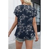 WIHOLL Women Lightweight Textured Shirts Casual Short Sleeve Tunic Tops Loose Fit 2026 Summer Spring Blouses Plain/Print(Blue Floral)