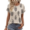 WIHOLL Women Lightweight Textured Shirts Casual Short Sleeve Tunic Tops Loose Fit 2026 Summer Spring Blouses Plain/Print(Boho)