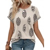 WIHOLL Women Lightweight Textured Shirts Casual Short Sleeve Tunic Tops Loose Fit 2026 Summer Spring Blouses Plain/Print(Boho)