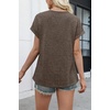 WIHOLL Women Lightweight Textured Shirts Casual Short Sleeve Tunic Tops Loose Fit 2026 Summer Spring Blouses Plain/Print(Coffee)
