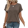 WIHOLL Women Lightweight Textured Shirts Casual Short Sleeve Tunic Tops Loose Fit 2026 Summer Spring Blouses Plain/Print(Coffee)