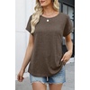 WIHOLL Women Lightweight Textured Shirts Casual Short Sleeve Tunic Tops Loose Fit 2026 Summer Spring Blouses Plain/Print(Coffee)