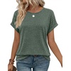 WIHOLL Women Lightweight Textured Shirts Casual Short Sleeve Tunic Tops Loose Fit 2026 Summer Spring Blouses Plain/Print(Green)