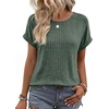 WIHOLL Women Lightweight Textured Shirts Casual Short Sleeve Tunic Tops Loose Fit 2026 Summer Spring Blouses Plain/Print(Green)