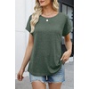 WIHOLL Women Lightweight Textured Shirts Casual Short Sleeve Tunic Tops Loose Fit 2026 Summer Spring Blouses Plain/Print(Green)