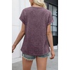 WIHOLL Women Lightweight Textured Shirts Casual Short Sleeve Tunic Tops Loose Fit 2026 Summer Spring Blouses Plain/Print(Purple Red)
