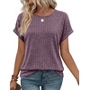 WIHOLL Women Lightweight Textured Shirts Casual Short Sleeve Tunic Tops Loose Fit 2026 Summer Spring Blouses Plain/Print(Purple Red)