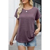 WIHOLL Women Lightweight Textured Shirts Casual Short Sleeve Tunic Tops Loose Fit 2026 Summer Spring Blouses Plain/Print(Purple Red)