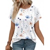 WIHOLL Women Lightweight Textured Shirts Casual Short Sleeve Tunic Tops Loose Fit 2026 Summer Spring Blouses Plain/Print(White Floral)