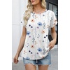 WIHOLL Women Lightweight Textured Shirts Casual Short Sleeve Tunic Tops Loose Fit 2026 Summer Spring Blouses Plain/Print(White Floral)