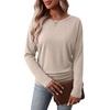 WIHOLL Womens Long Sleeve Shirts Ruched Hem Fall Tops Lightweight Sweaters(Apricot)