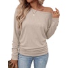 WIHOLL Womens Long Sleeve Shirts Ruched Hem Fall Tops Lightweight Sweaters(Apricot)