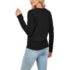 WIHOLL Womens Long Sleeve Shirts Ruched Hem Fall Tops Lightweight Sweaters(Black)