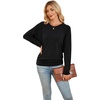 WIHOLL Womens Long Sleeve Shirts Ruched Hem Fall Tops Lightweight Sweaters(Black)