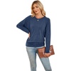WIHOLL Womens Long Sleeve Shirts Ruched Hem Fall Tops Lightweight Sweaters(Blue)