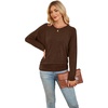WIHOLL Womens Long Sleeve Shirts Ruched Hem Fall Tops Lightweight Sweaters(Brown)