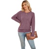 WIHOLL Womens Long Sleeve Shirts Ruched Hem Fall Tops Lightweight Sweaters(Burgundy)