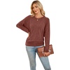 WIHOLL Womens Long Sleeve Shirts Ruched Hem Fall Tops Lightweight Sweaters(Caramel)