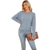 WIHOLL Womens Long Sleeve Shirts Ruched Hem Fall Tops Lightweight Sweaters(Dusty Blue)