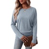 WIHOLL Womens Long Sleeve Shirts Ruched Hem Fall Tops Lightweight Sweaters(Dusty Blue)