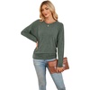 WIHOLL Womens Long Sleeve Shirts Ruched Hem Fall Tops Lightweight Sweaters(Green)