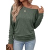 WIHOLL Womens Long Sleeve Shirts Ruched Hem Fall Tops Lightweight Sweaters(Green)