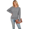 WIHOLL Womens Long Sleeve Shirts Ruched Hem Fall Tops Lightweight Sweaters(Grey)