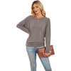 WIHOLL Womens Long Sleeve Shirts Ruched Hem Fall Tops Lightweight Sweaters(Light Coffee)