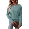 WIHOLL Womens Long Sleeve Shirts Ruched Hem Fall Tops Lightweight Sweaters(Sage Green)