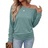 WIHOLL Womens Long Sleeve Shirts Ruched Hem Fall Tops Lightweight Sweaters(Sage Green)