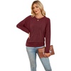 WIHOLL Womens Long Sleeve Shirts Ruched Hem Fall Tops Lightweight Sweaters(Wine Red)
