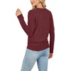 WIHOLL Womens Long Sleeve Shirts Ruched Hem Fall Tops Lightweight Sweaters(Wine Red)