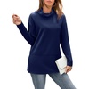 WIHOLL Womens Long Sleeve Tops Turtleneck Sweatshirt Fall Fashion 2024 Air Essentials Tunic Tops(Navy Blue)