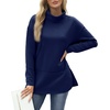 WIHOLL Womens Long Sleeve Tops Turtleneck Sweatshirt Fall Fashion 2024 Air Essentials Tunic Tops(Navy Blue)
